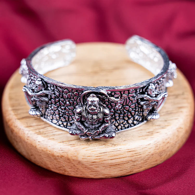 Hanuman Ji Oxidized Silver Kada: Divine Armor for Strength & Protection
