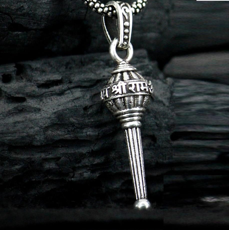 Silver Hanuman Ji Gada Pendant: Divine Power & Protection