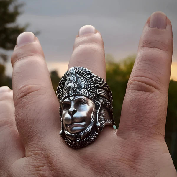 Hanuman Ji Sterling Silver Ring 🔱