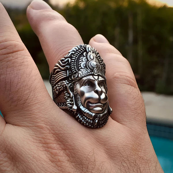 Hanuman Ji Sterling Silver Ring 🔱