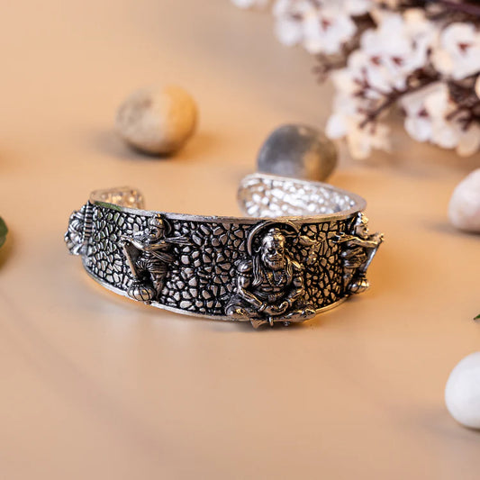Hanuman Ji Oxidized Silver Kada: Divine Armor for Strength & Protection