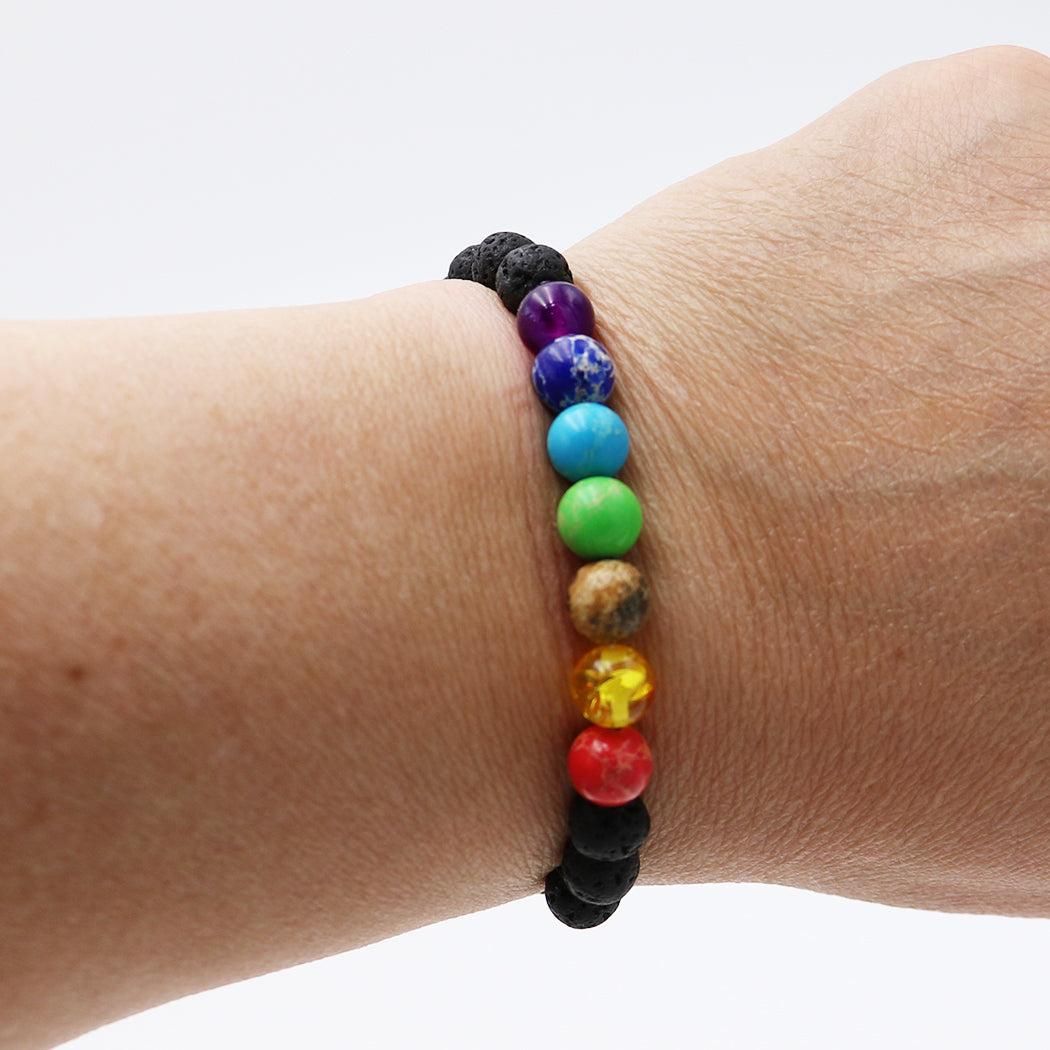 7 Chakra Lava Bracelet