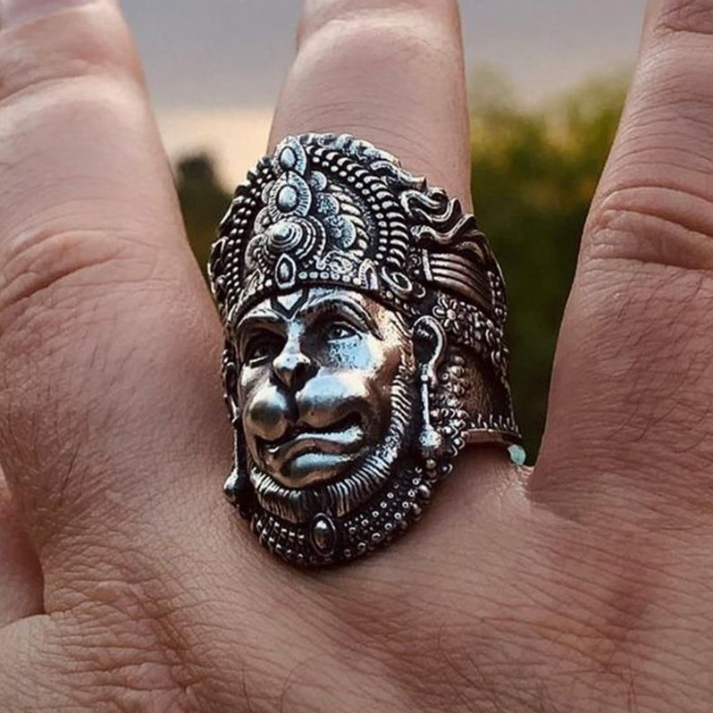 Hanuman Ji Sterling Silver Ring 🔱