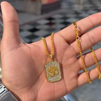 old Plated Om Diamond Pendant & Chain: Divine Elegance for Men