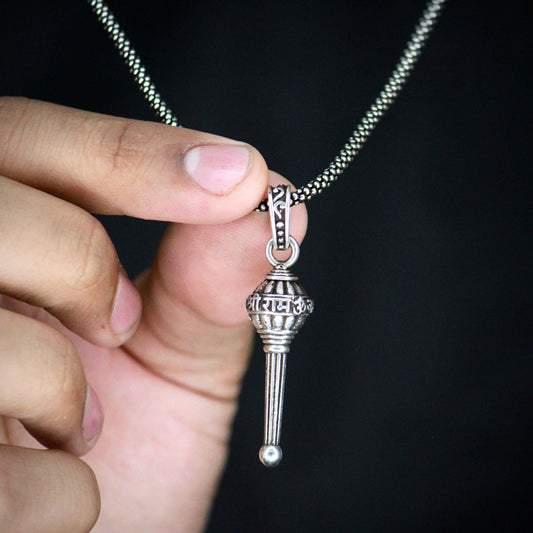 Silver Hanuman Ji Gada Pendant: Divine Power & Protection