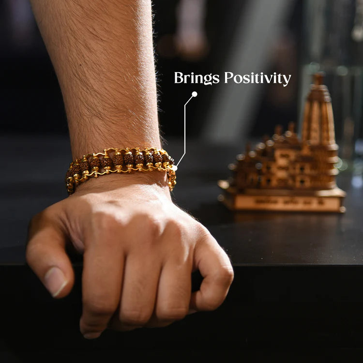 Gold Plated Rudraksha Bracelet