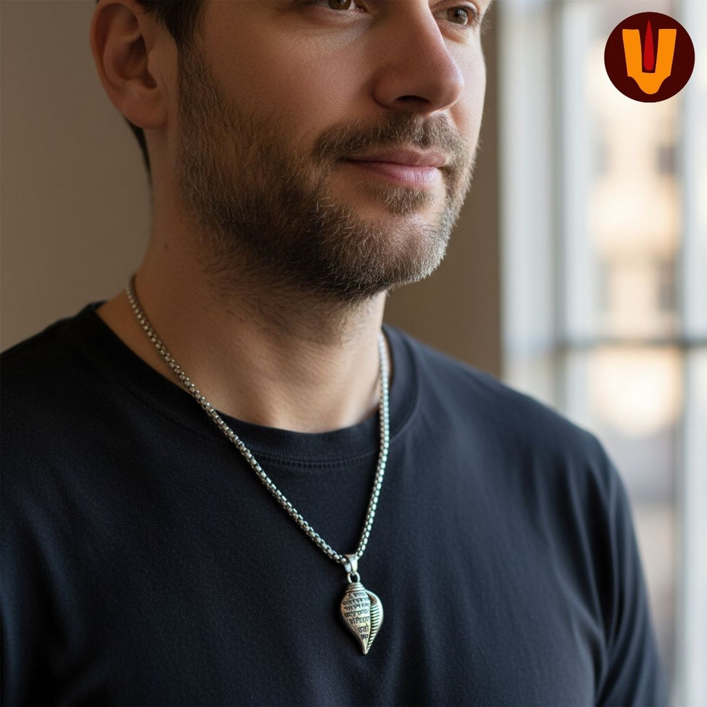 Mangalam® Auspicious Shri Krishna Mantra Shankh Pendant with Chain