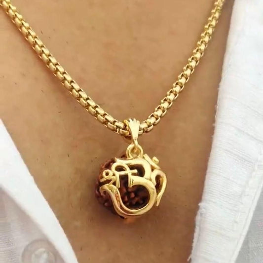 Om Rudraksha Pendant with Chain: Divine Protection & Style 🕉️