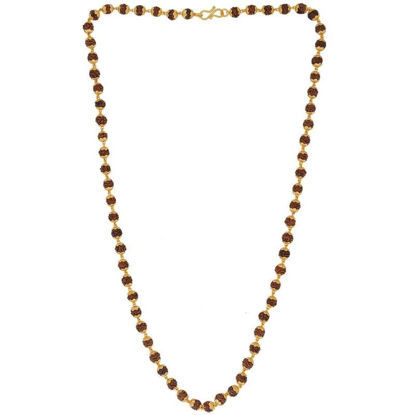 5 Mukhi Rudraksha Mala with Golden Caps | 54 Beads | Lab-Certified