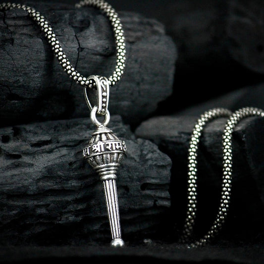 Silver Hanuman Ji Gada Pendant: Divine Power & Protection