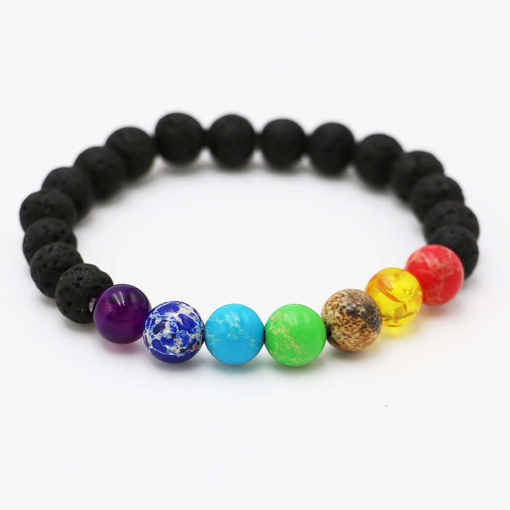 7 Chakra Lava Bracelet